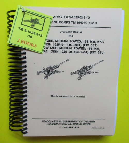 TM 9-1025-215-10 M777 Howitzer Operator's Manual - 2021 - Mini - Click Image to Close